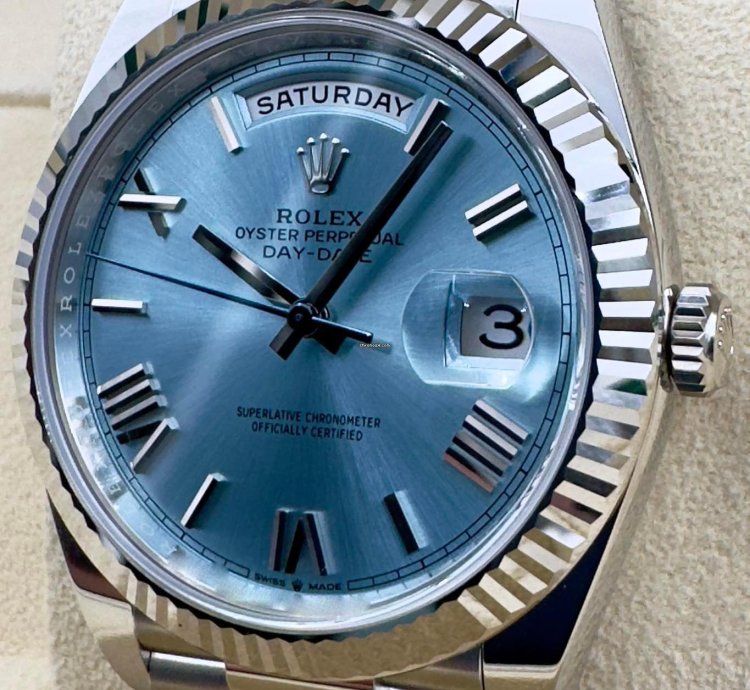 Rolex Day-date 40 228236 40mm Platinum Bracelet Ice Blue Roman Dial Unworn 2024