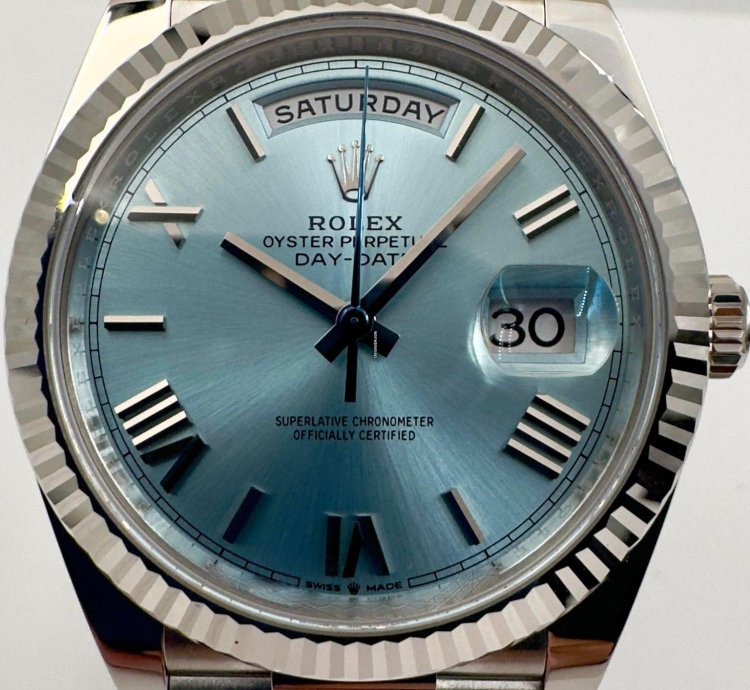 Rolex Day-date 40 228236 40mm Platinum Bracelet Ice Blue Roman Dial Unworn 2024