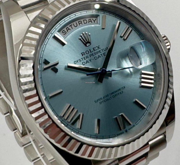 Rolex Day-date 40 228236 40mm Platinum Bracelet Ice Blue Roman Dial Unworn 2024