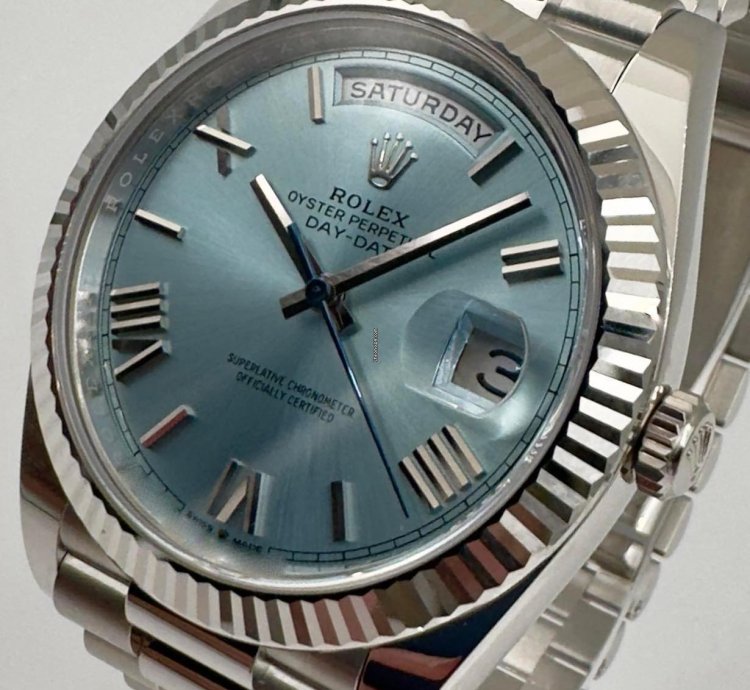Rolex Day-date 40 228236 40mm Platinum Bracelet Ice Blue Roman Dial Unworn 2024