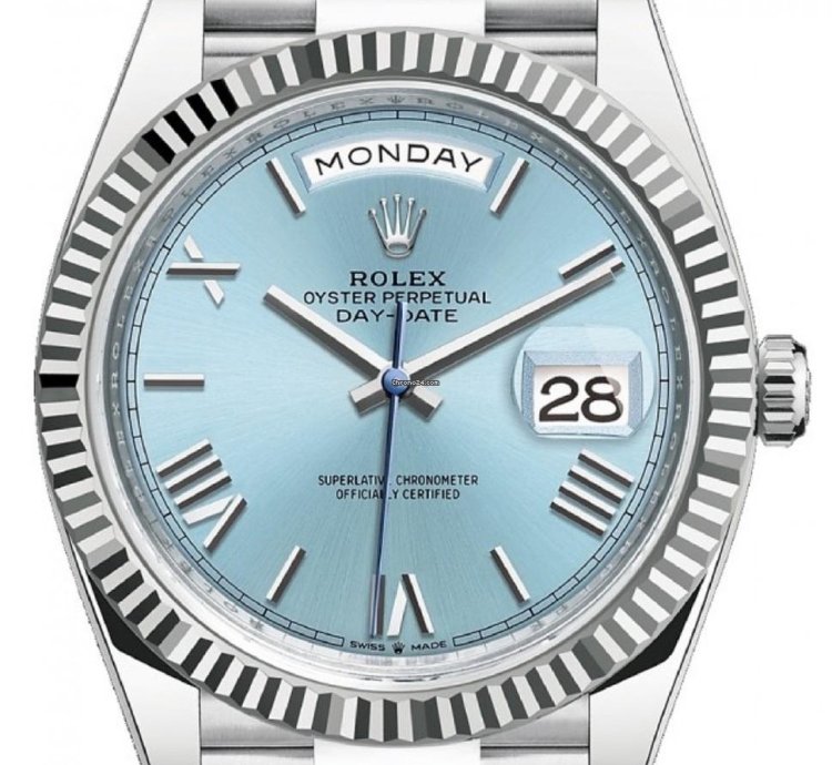 Rolex Day-date 40 228236 40mm Platinum Bracelet Ice Blue Roman Dial Unworn 2024