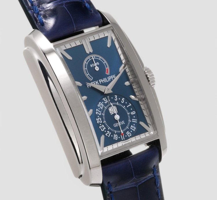 Patek Philippe Gondolo 8 Day Manual Wind Blue Dial 18k White Gold
