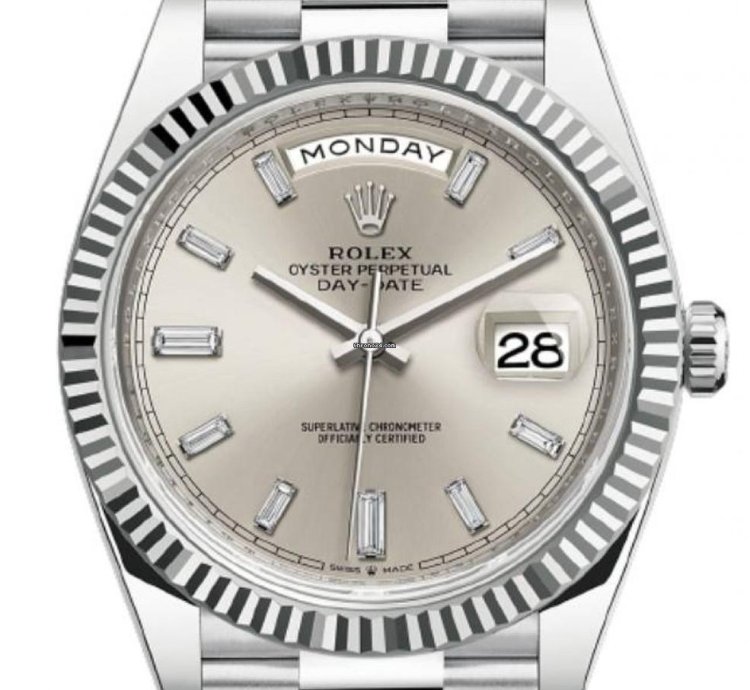 Rolex Day-date 40 228236 40mm Platinum Bracelet Silver Baguette Dial Unworn 2023