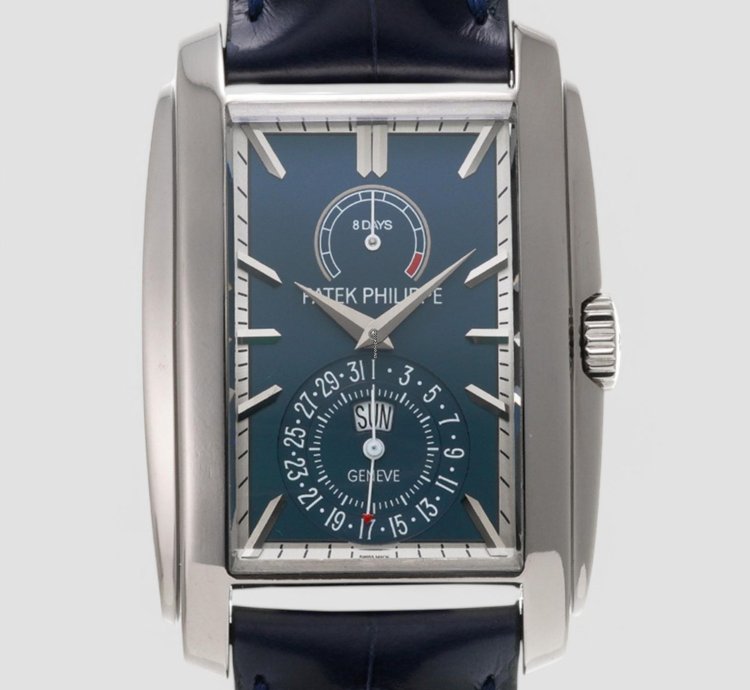 Patek Philippe Gondolo 8 Day Manual Wind Blue Dial 18k White Gold