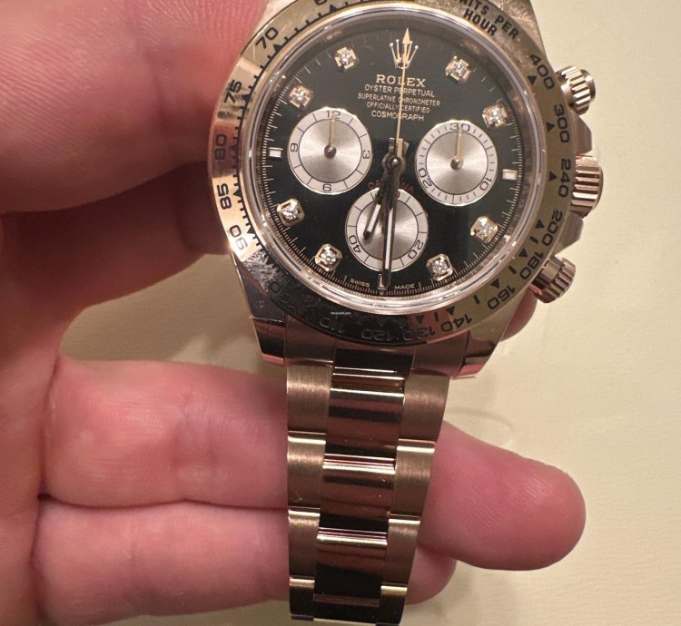 Rolex Daytona Black Dial Diamonds Rose Gold