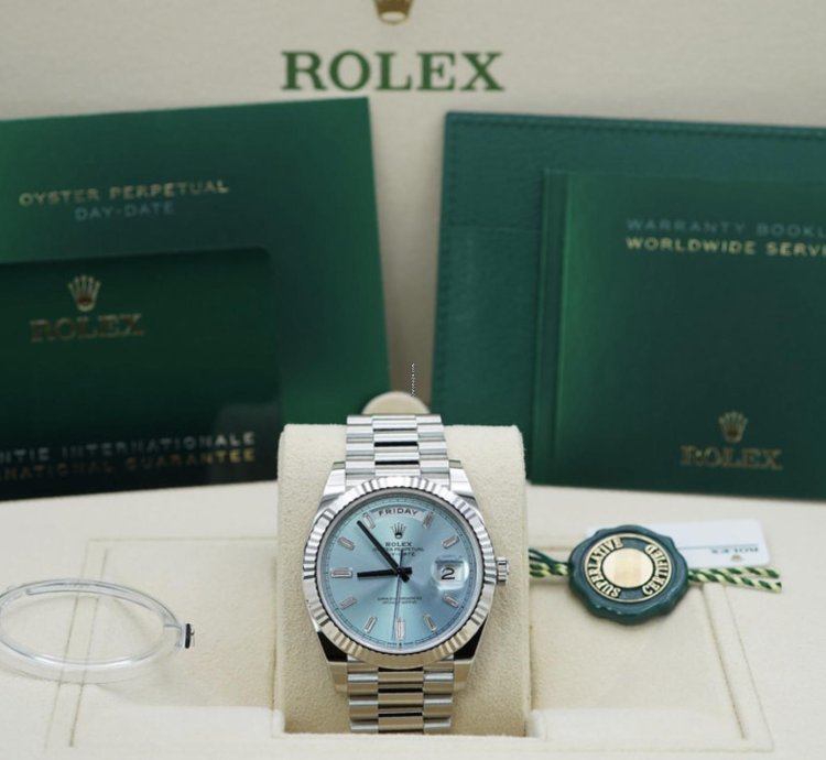 Rolex Day-date 40 228236 Blau Baguette Blue 2024 Neu Full Set