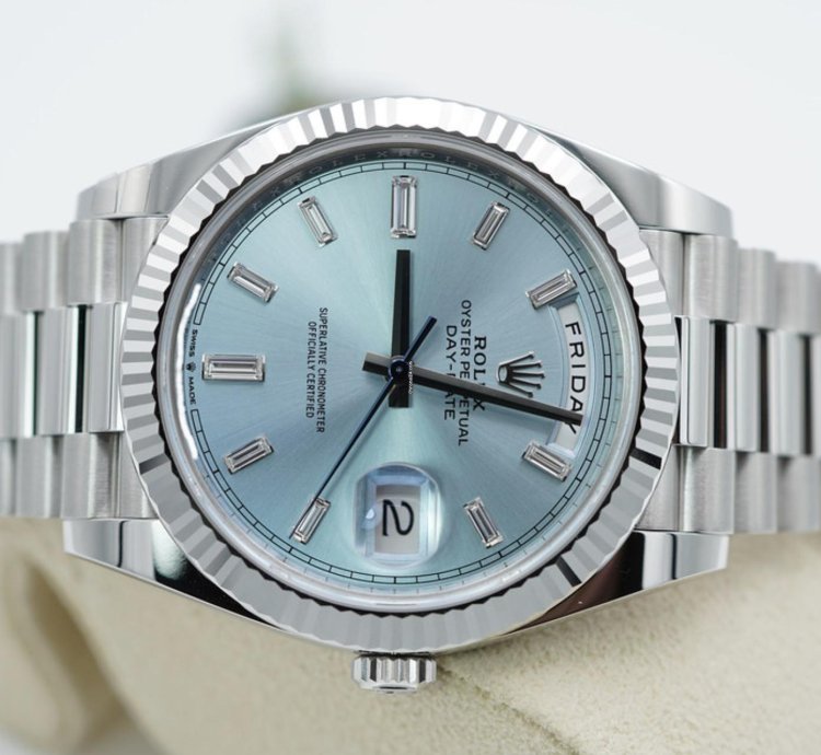 Rolex Day-date 40 228236 Blau Baguette Blue 2024 Neu Full Set