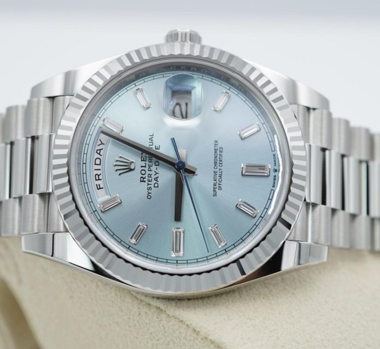 Rolex Day-date 40 228236 Blau Baguette Blue 2024 Neu Full Set