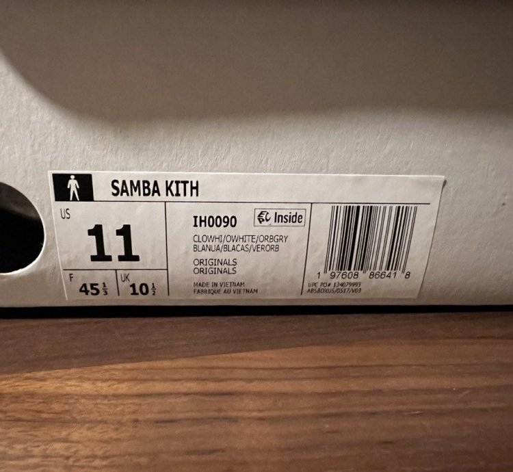 Kith Classics Adidas Originals Samba Cloud White Size 11