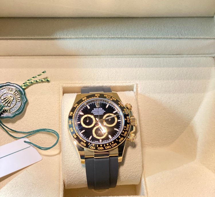 Rolex Daytona Black Dial Oysterflex Yellow Gold 40mm