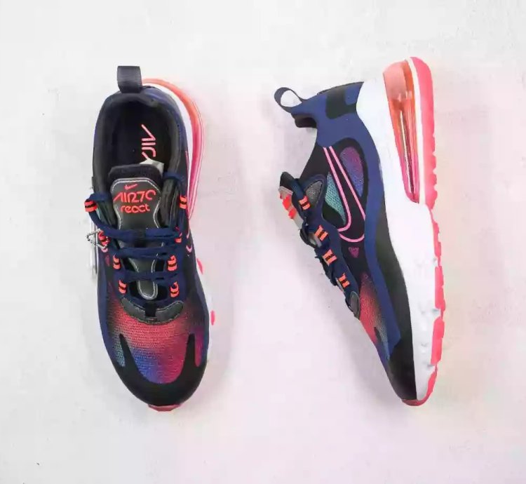 Nike Womens Air Max 270 React Se Midnight Navy Crimson Pink Black