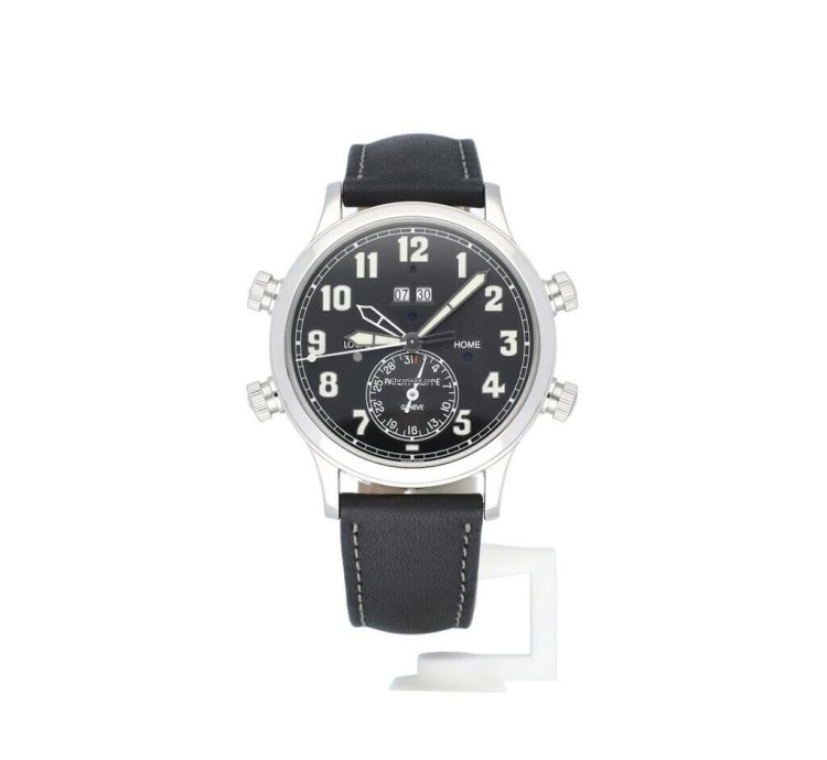 Patek Philippe Grand Complications Alarm Travel Time Platinum Black Leather 21 Vat Deductible