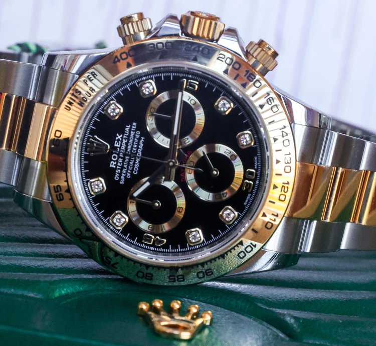 Rolex Daytona Black Diamond Dial 116503 2023 Unworn 40mm 18k Yellow Gold Steel Full Set