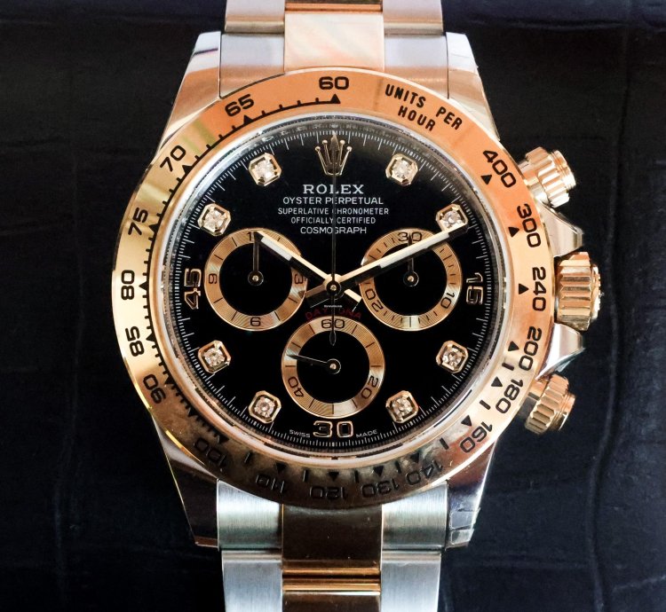 Rolex Daytona Black Diamond Dial 116503 2023 Unworn 40mm 18k Yellow Gold Steel Full Set