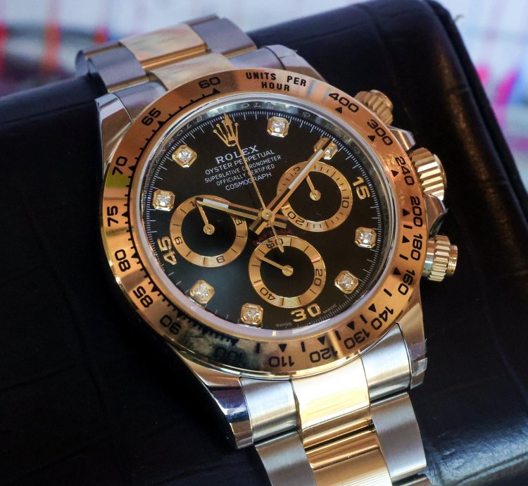 Rolex Daytona Black Diamond Dial 116503 2023 Unworn 40mm 18k Yellow Gold Steel Full Set