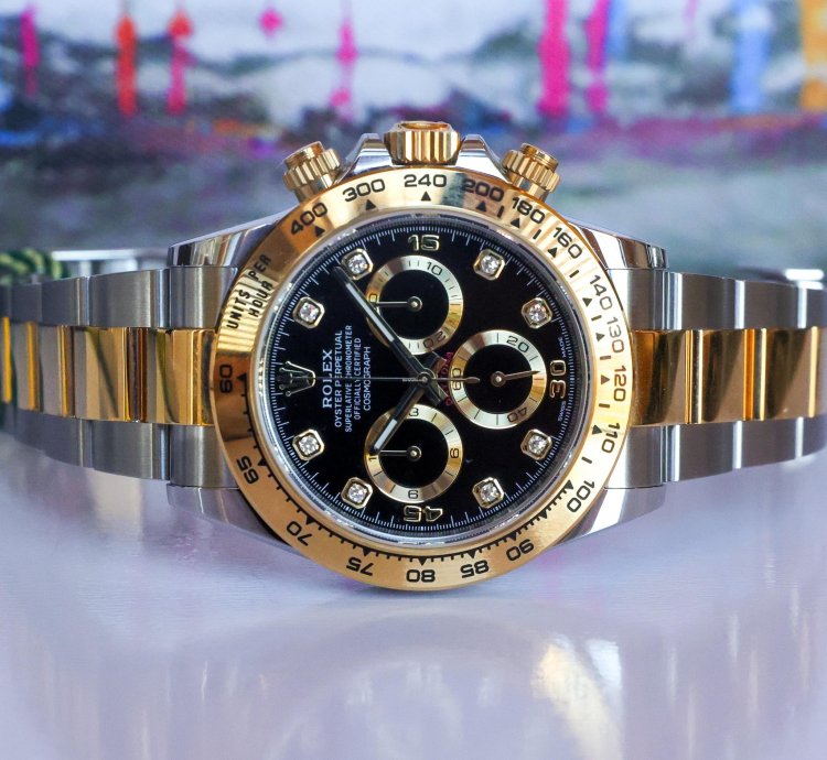Rolex Daytona Black Diamond Dial 116503 2023 Unworn 40mm 18k Yellow Gold Steel Full Set