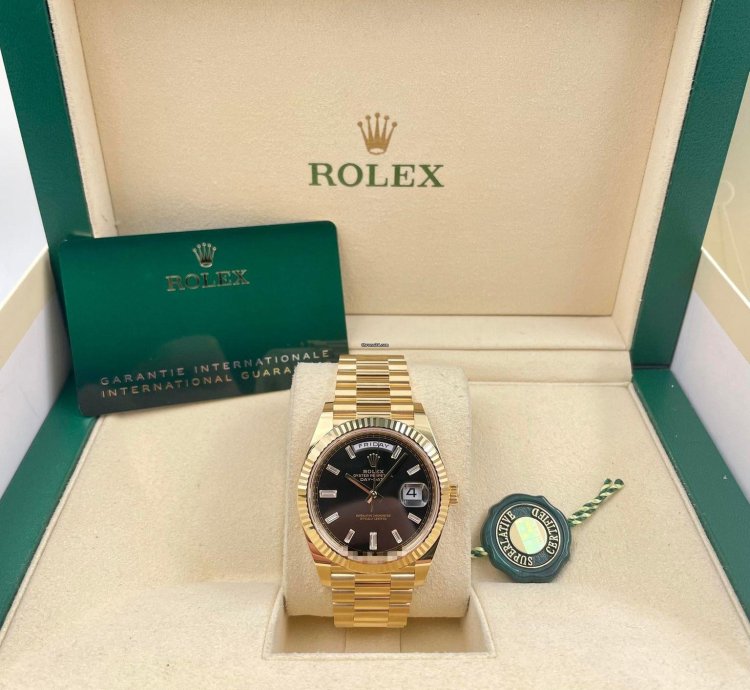 Rolex Day-date 40 228238 40mm Yellow Gold Black Baguette Dial Unworn 2023