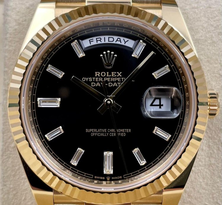 Rolex Day-date 40 228238 40mm Yellow Gold Black Baguette Dial Unworn 2023