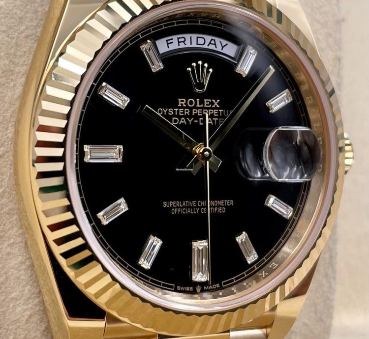 Rolex Day-date 40 228238 40mm Yellow Gold Black Baguette Dial Unworn 2023
