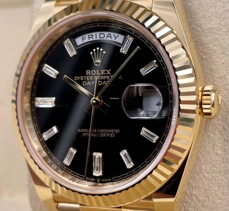 Rolex Day-date 40 228238 40mm Yellow Gold Black Baguette Dial Unworn 2023