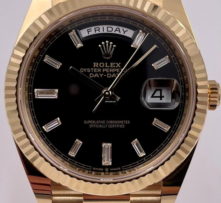 Rolex Day-date 40 228238 40mm Yellow Gold Black Baguette Dial Unworn 2023
