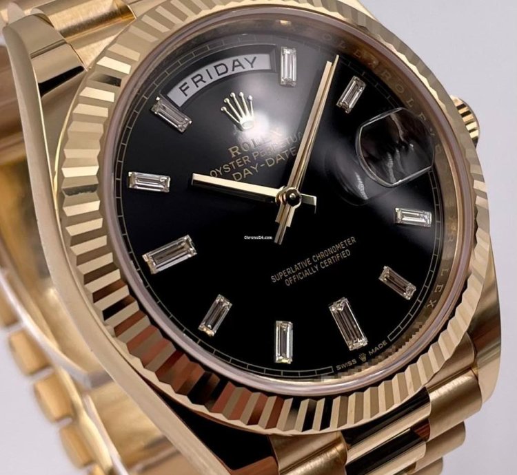 Rolex Day-date 40 228238 40mm Yellow Gold Black Baguette Dial Unworn 2023