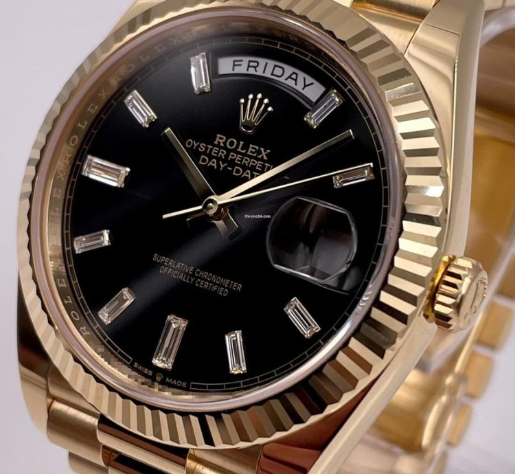 Rolex Day-date 40 228238 40mm Yellow Gold Black Baguette Dial Unworn 2023