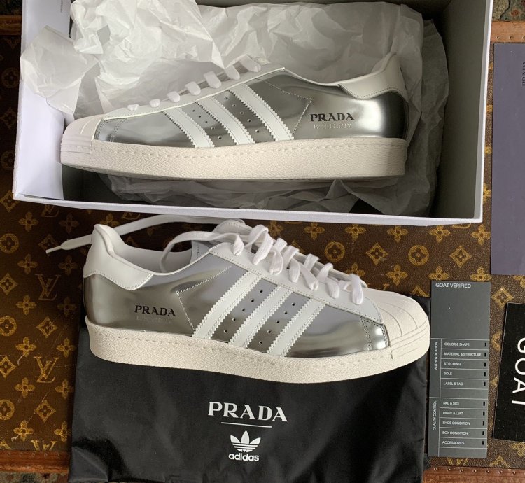 Prada Adidas Superstar In Metallic Silver