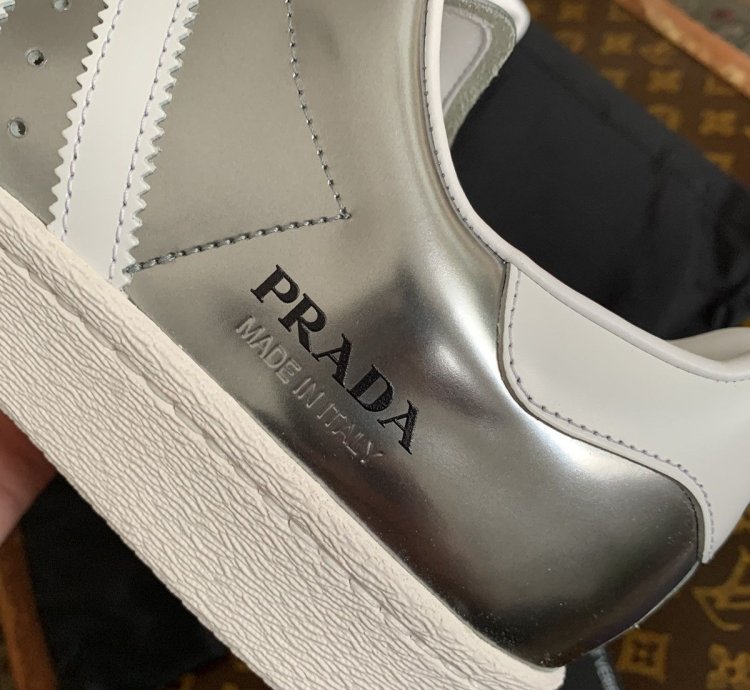 Prada Adidas Superstar In Metallic Silver