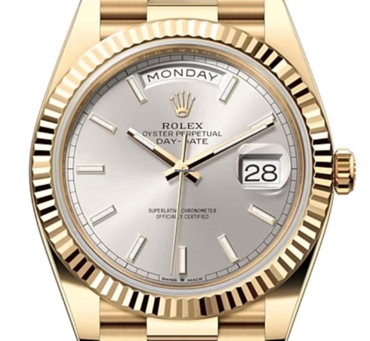 Rolex Day-date 40 228238 40mm Yellow Gold Silver Index Dial Unworn 2023