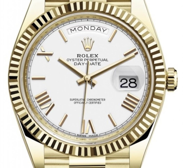 Rolex Day-date 40 228238 40mm Yellow Gold White Roman Dial Unworn 2023
