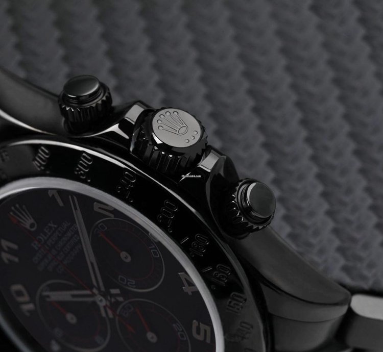 Rolex Daytona Black Red Arabic Racing Dial Black Pvd Dlc Coated Watch 116523