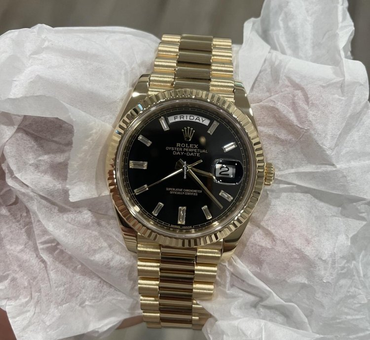 Rolex Day-date 40 228238 Black Baguette Diamond Dial Full Set
