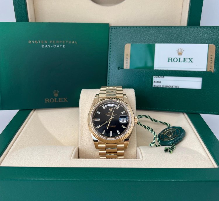 Rolex Day-date 40 228238 Black Baguette Diamond Dial Full Set