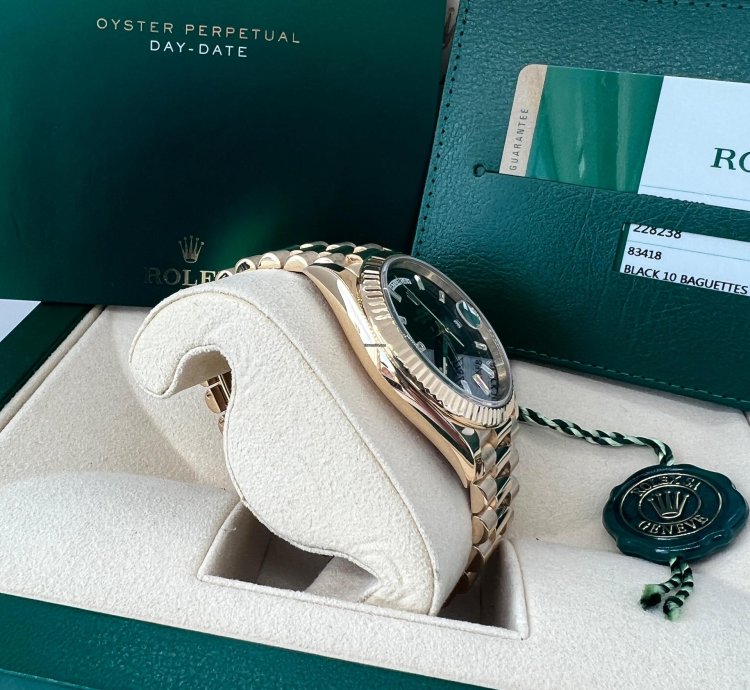 Rolex Day-date 40 228238 Black Baguette Diamond Dial Full Set