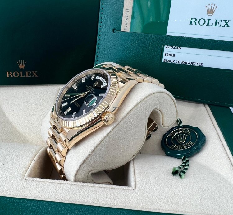 Rolex Day-date 40 228238 Black Baguette Diamond Dial Full Set