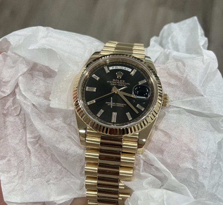 Rolex Day-date 40 228238 Black Baguette Diamond Dial Full Set