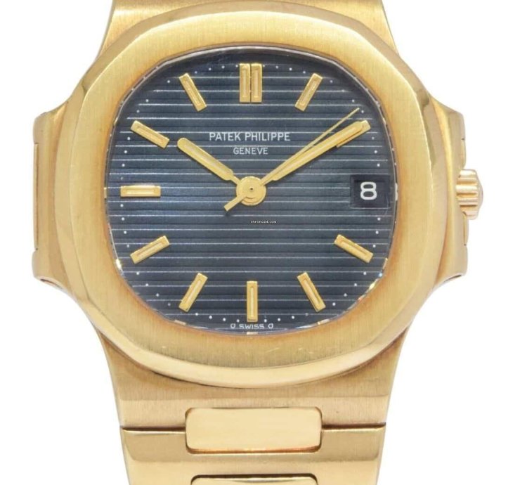 Patek Philippe Nautilus 18k Yellow Gold Blue Dial Mens 37 5mm Watch 3800 001