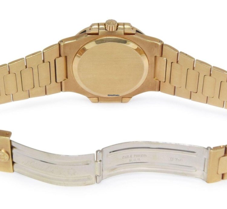 Patek Philippe Nautilus 18k Yellow Gold Blue Dial Mens 37 5mm Watch 3800 001