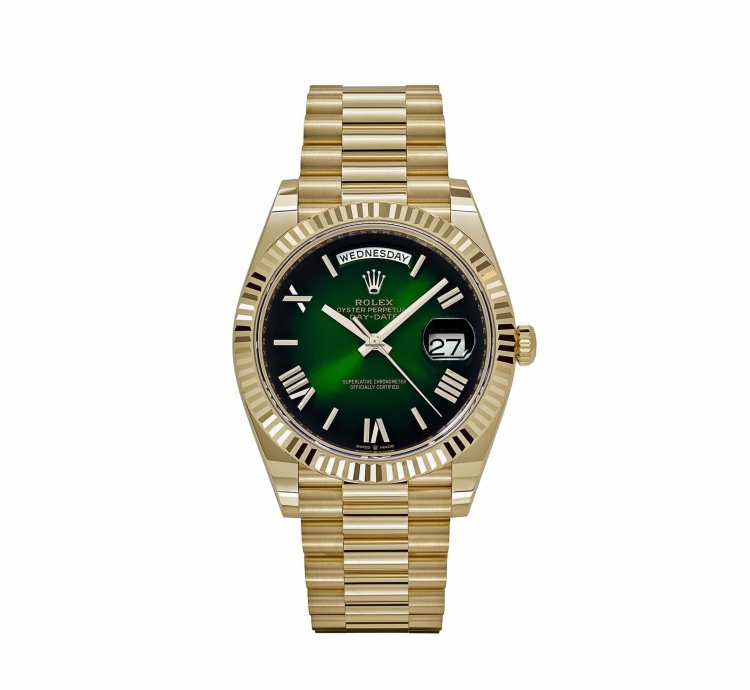 Rolex Day-date 40 228238 Yellow Gold Green Ombre Roman Numeral Dial
