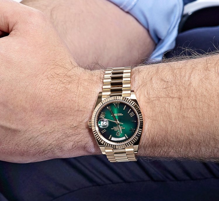 Rolex Day-date 40 228238 Yellow Gold Green Ombre Roman Numeral Dial