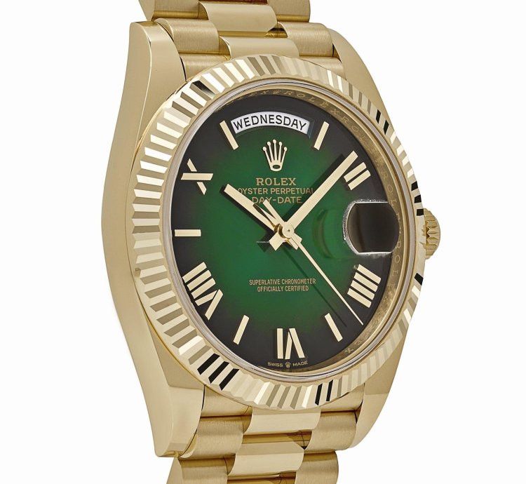 Rolex Day-date 40 228238 Yellow Gold Green Ombre Roman Numeral Dial
