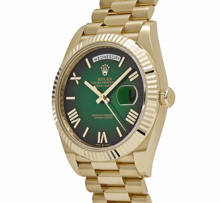 Rolex Day-date 40 228238 Yellow Gold Green Ombre Roman Numeral Dial