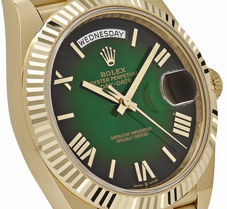 Rolex Day-date 40 228238 Yellow Gold Green Ombre Roman Numeral Dial