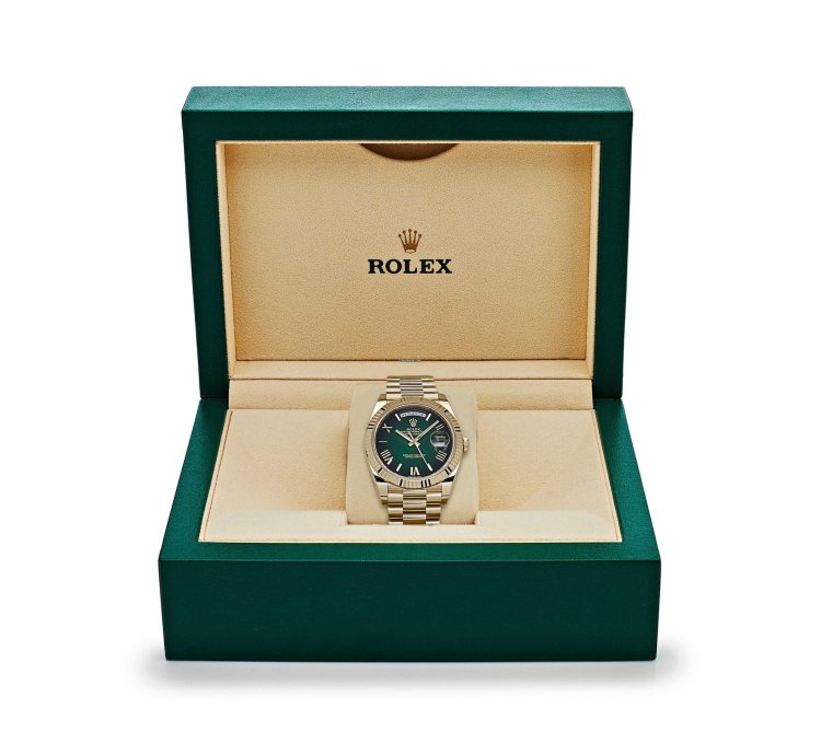 Rolex Day-date 40 228238 Yellow Gold Green Ombre Roman Numeral Dial