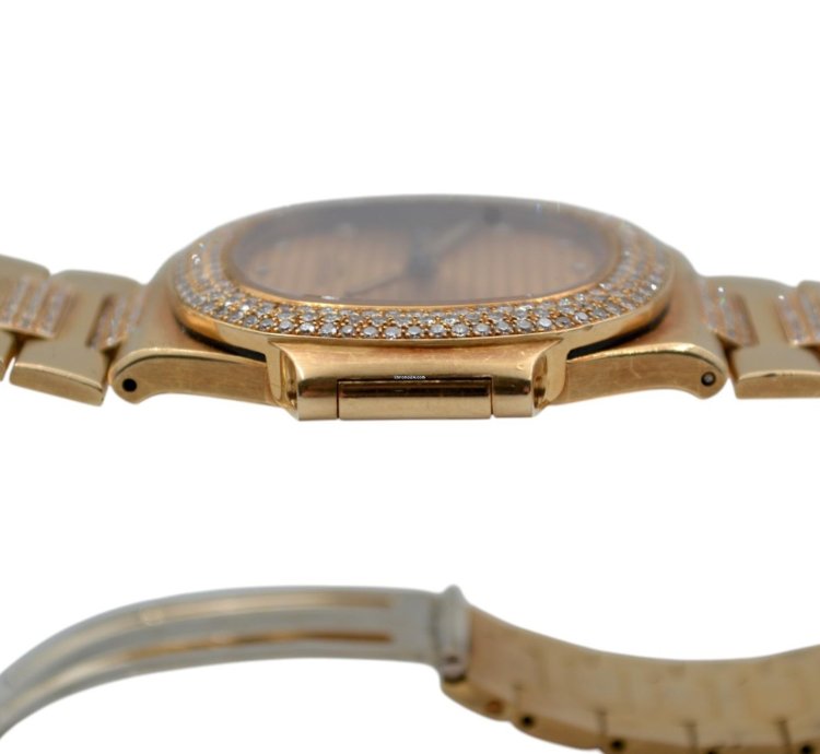 Patek Philippe Nautilus 37 5mm Yellow Gold Diamond Paved Vintage 1983 Ref 3800 5