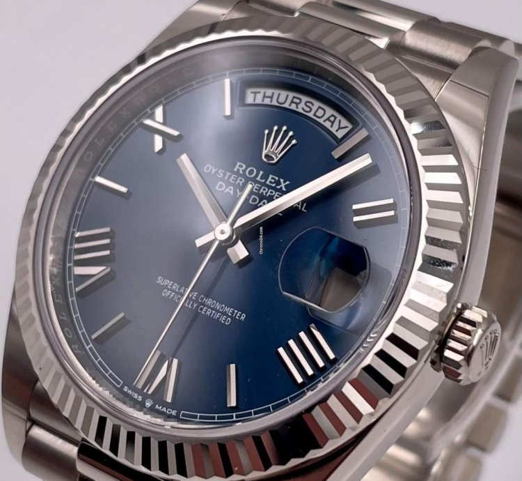 Rolex Day-date 40 228239 40mm White Gold Blue Roman Dial Unworn 2023