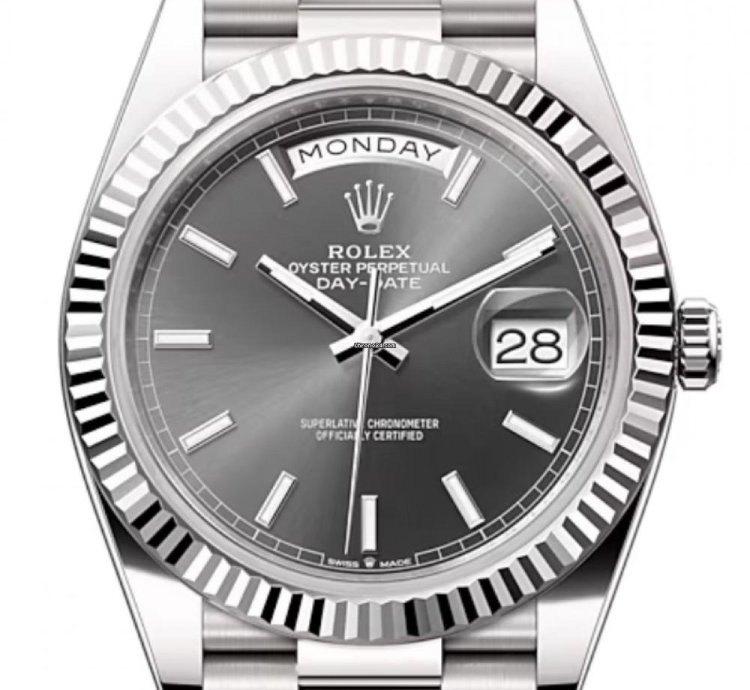 Rolex Day-date 40 228239 40mm White Gold Dark Rhodium Index Dial Unworn 2024