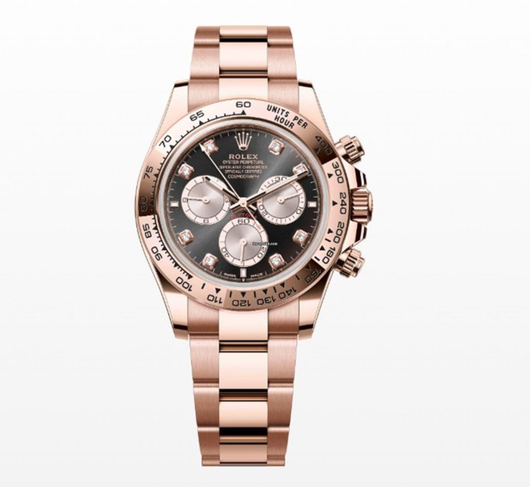 Rolex Daytona Complete Set Daytona 126505 Chronograph Black Diamond Dial Rose Gold Oyster Bracelet