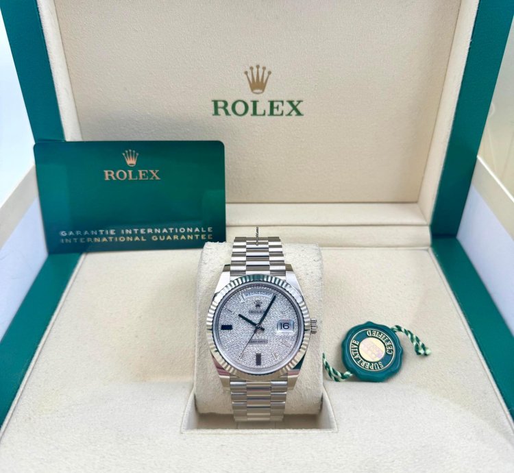 Rolex Day-date 40 228239 40mm White Gold Pave Dial Unworn 2023